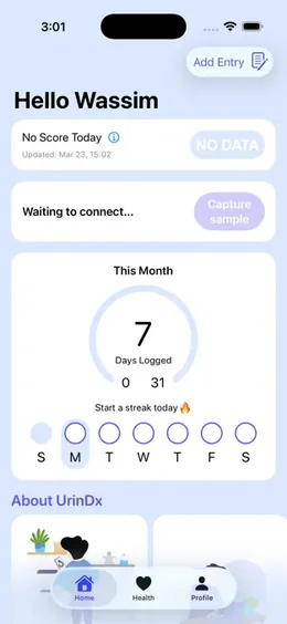 Starling Medical app — health tracking screen on iPhone